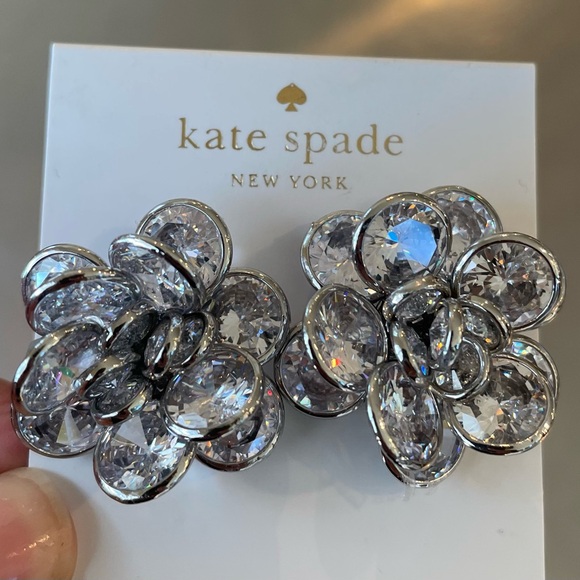 kate spade Jewelry - KATE SPADE Silver Crystal Flower Earrings (comes Gift Wrapped)